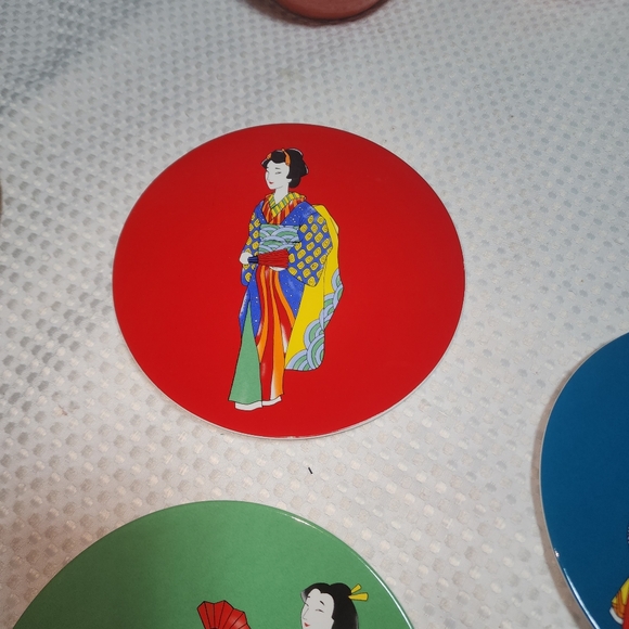 PIER ONE EUC SET OF 4 CERAMIC GEISHA STONEWARE PLATE SET NEVER USED - Picture 7 of 11